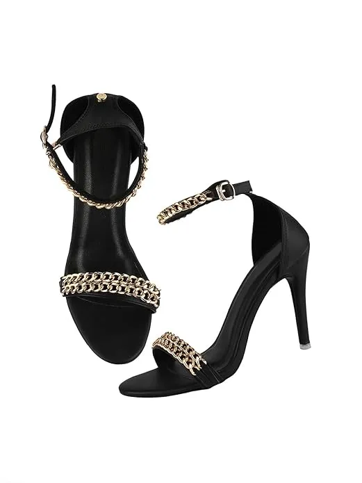 Women's Elegant Chain Strap High Heel Sandals
